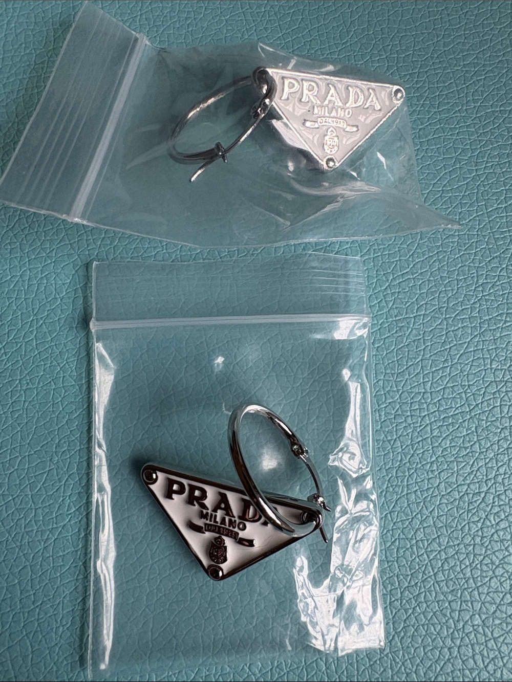 White Silver-Tone Enamel Triangle